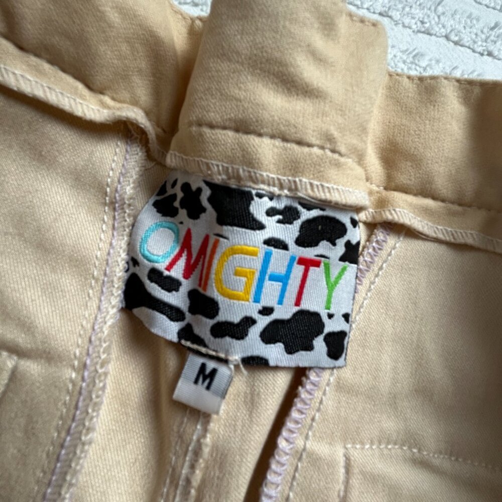Omighty Womens Tom & Gerry Pants Size Medium Khaki Straight Leg Mid-Rise Pockets - Picture 3 of 9